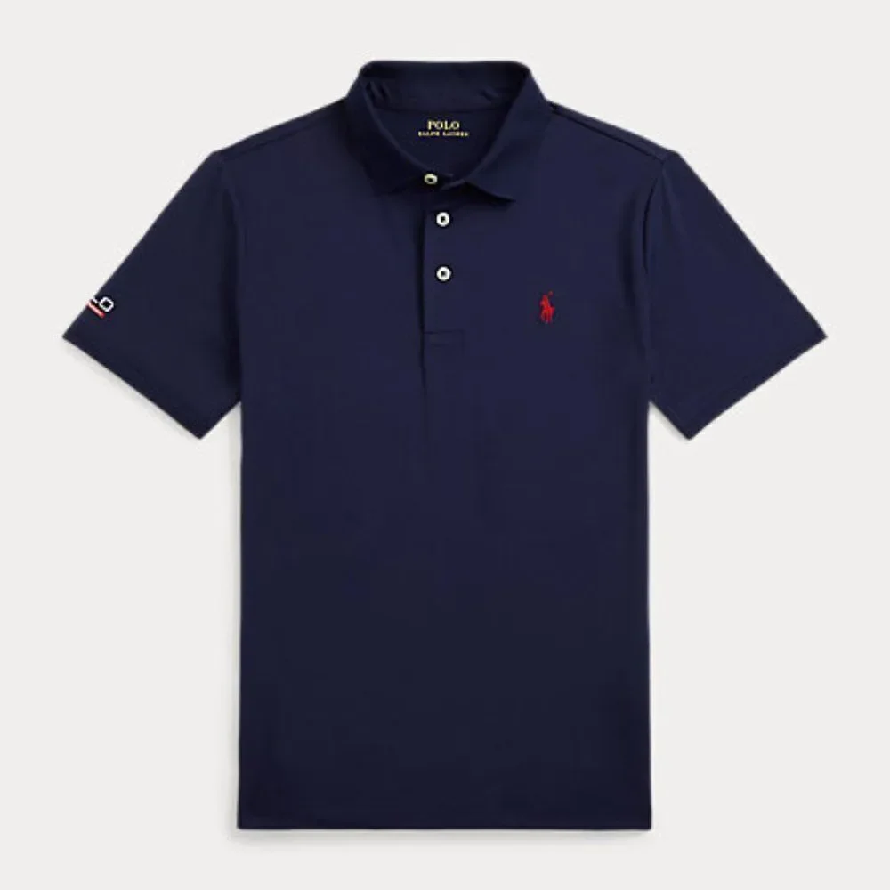 Ralph Lauren Childrenswear Boys Navy Performance Stretch Jersey Polo Shirt Sz XL